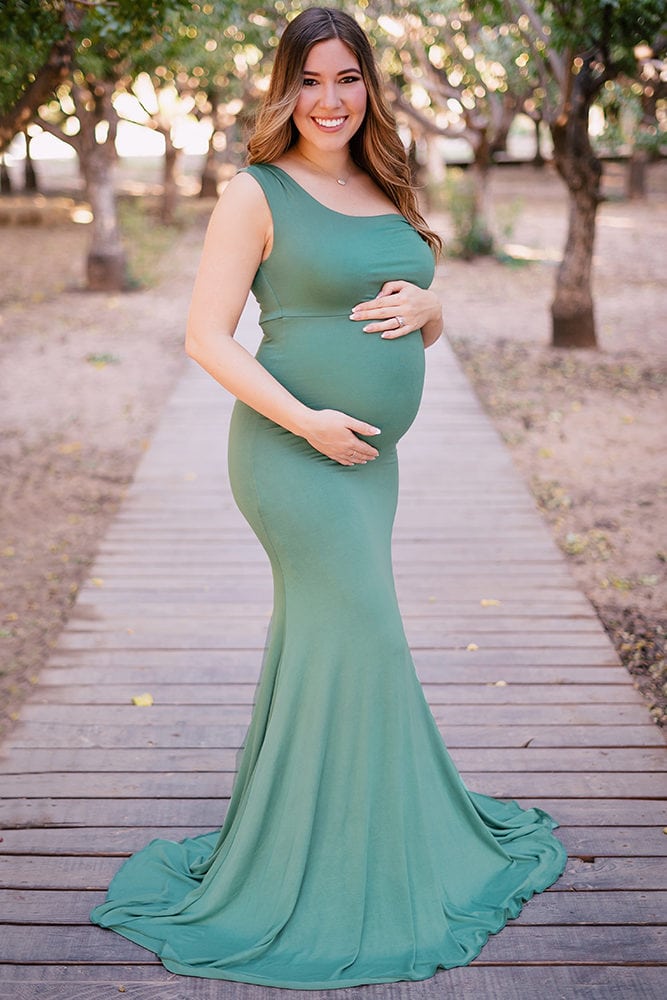 one shoulder pregnancy gown