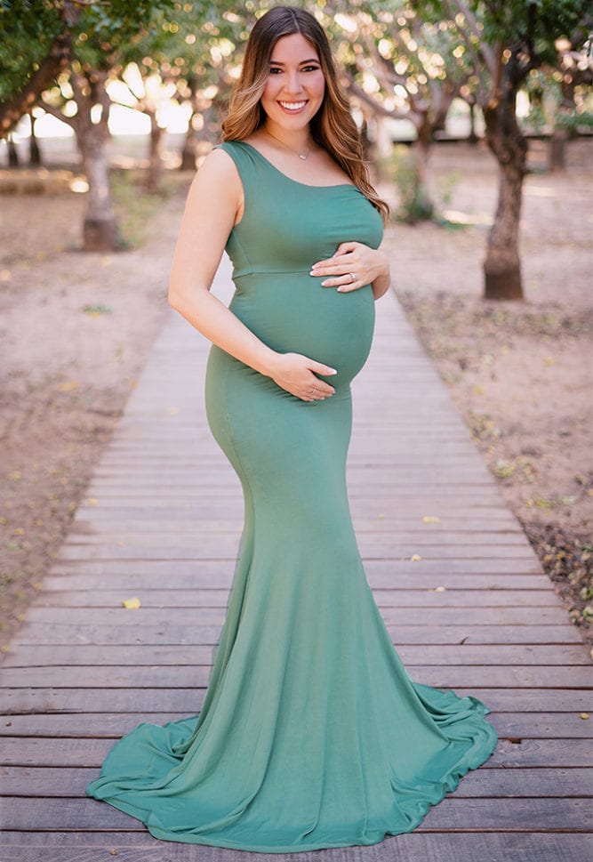 one shoulder pregnancy gown