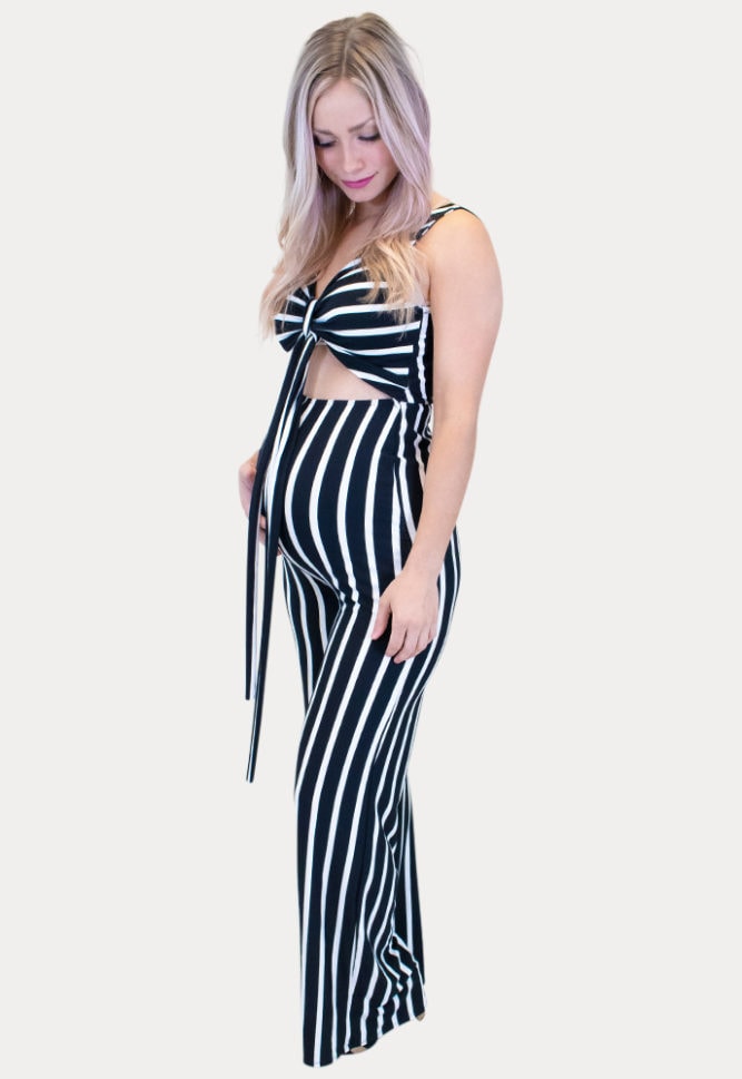 black striped maternity jumpsuit
