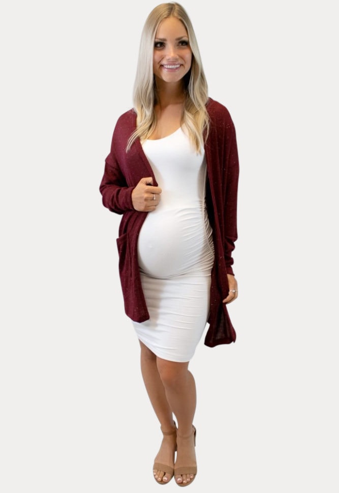 Burgundy maternity kimono