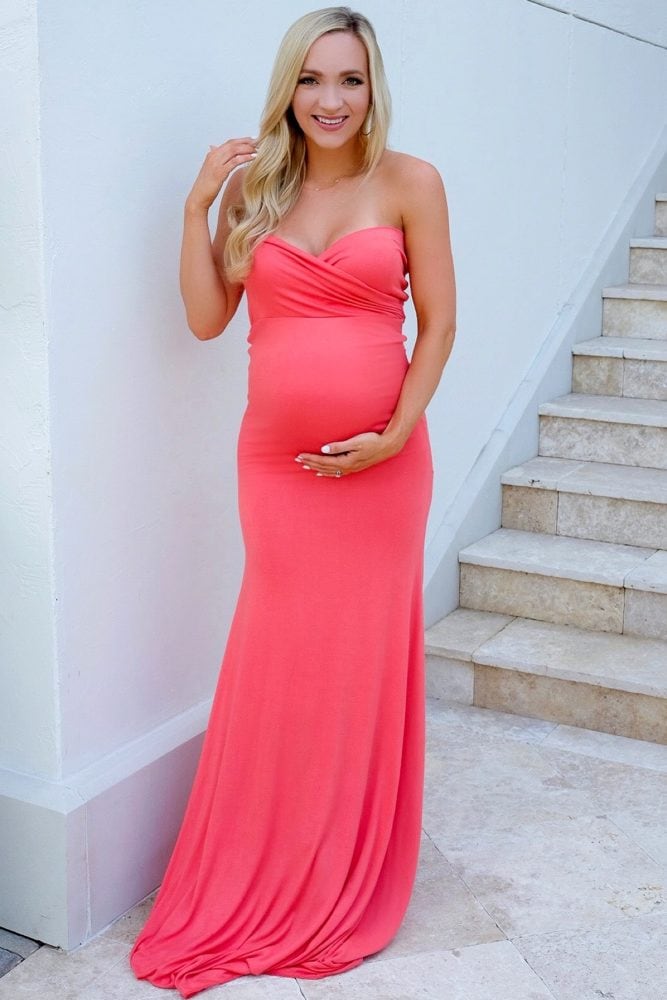 strapless sweetheart baby shower gown