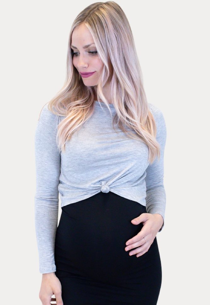 grey maternity crop top