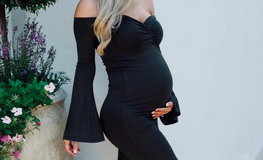 bell sleeve maternity bodycon