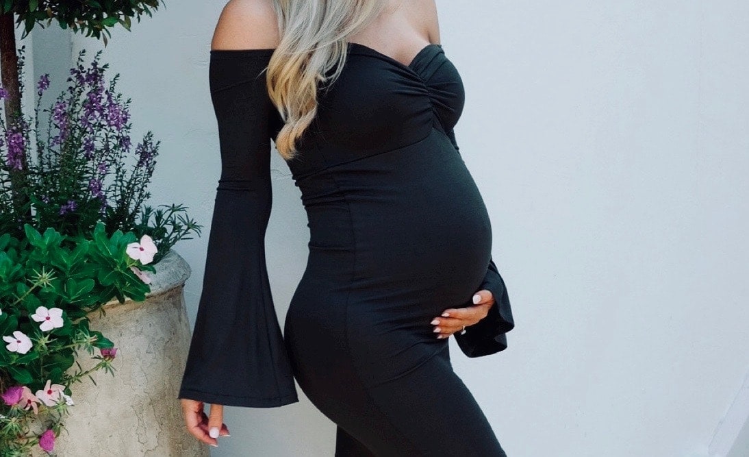 bell sleeve maternity bodycon