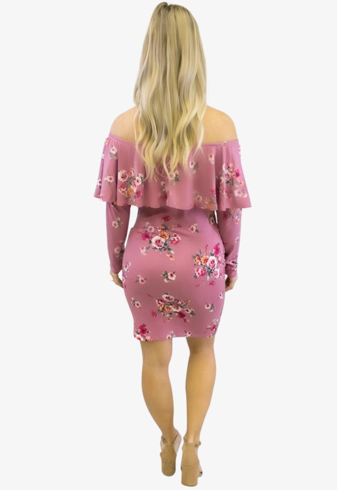mauve floral maternity dress