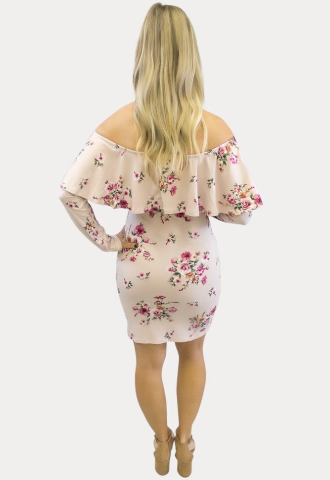 blush pink floral maternity dress