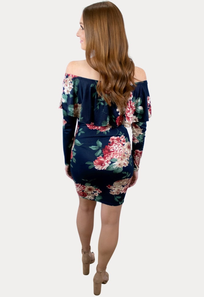 navy floral maternity dress