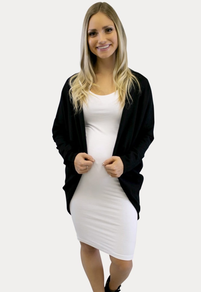black knit maternity kimono