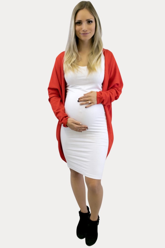 red maternity kimono