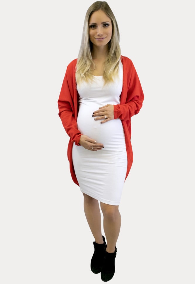 red maternity kimono