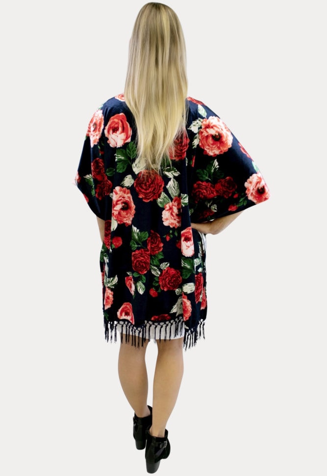 floral velvet kimono