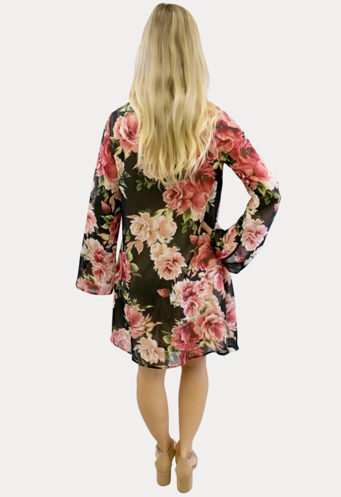 Charcoal Floral V-Neck maternity dress