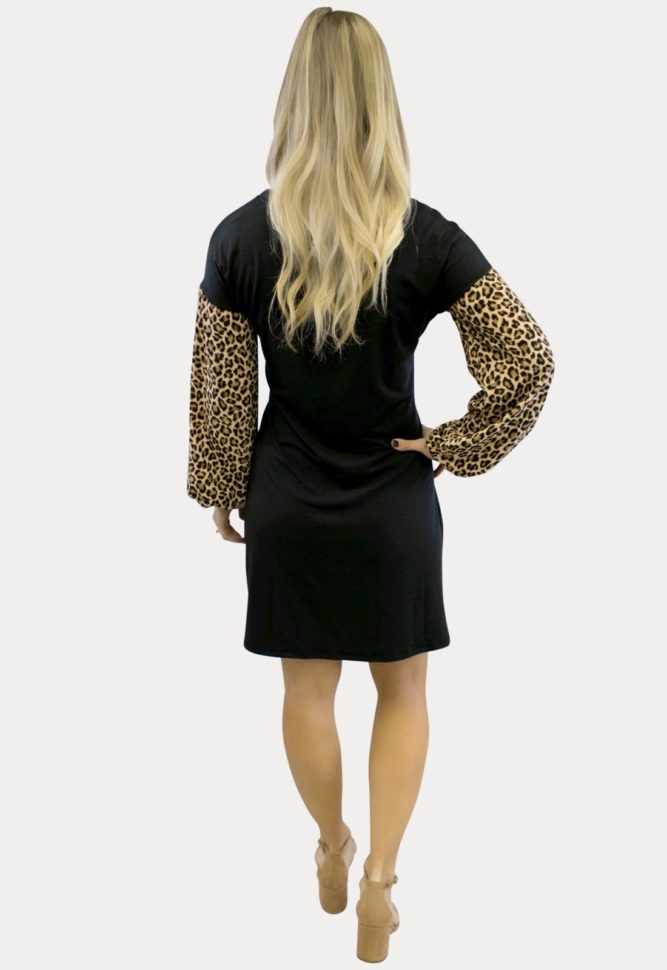 long sleeve leopard maternity dress