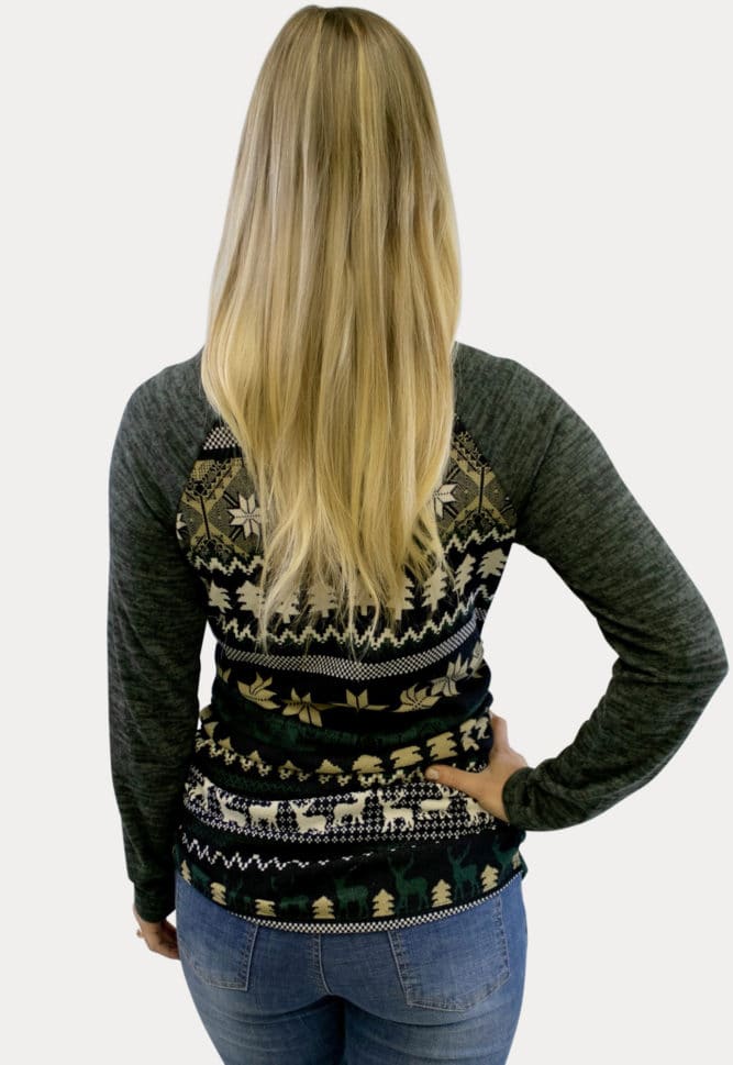 olive long sleeve holiday tee