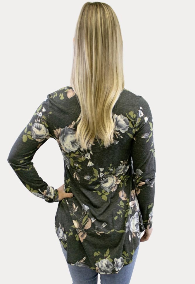 floral button maternity top