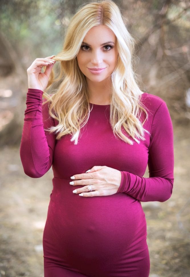 cowl back maternity gown