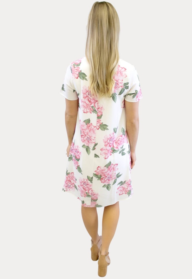 cream floral pregnancy dress