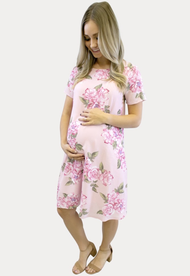 pink floral pregnancy dress