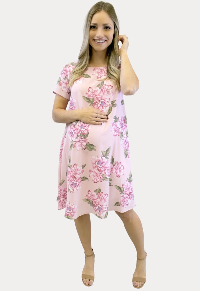 pink floral pregnancy dress