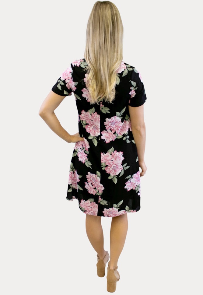 black floral pregnancy dress