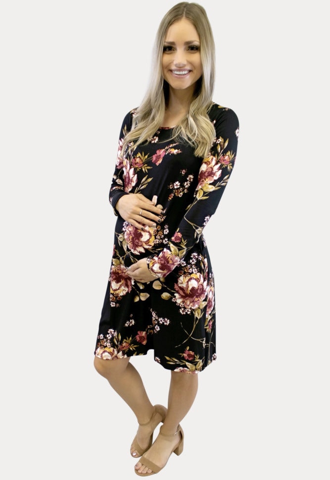 Floral black pregnancy dress