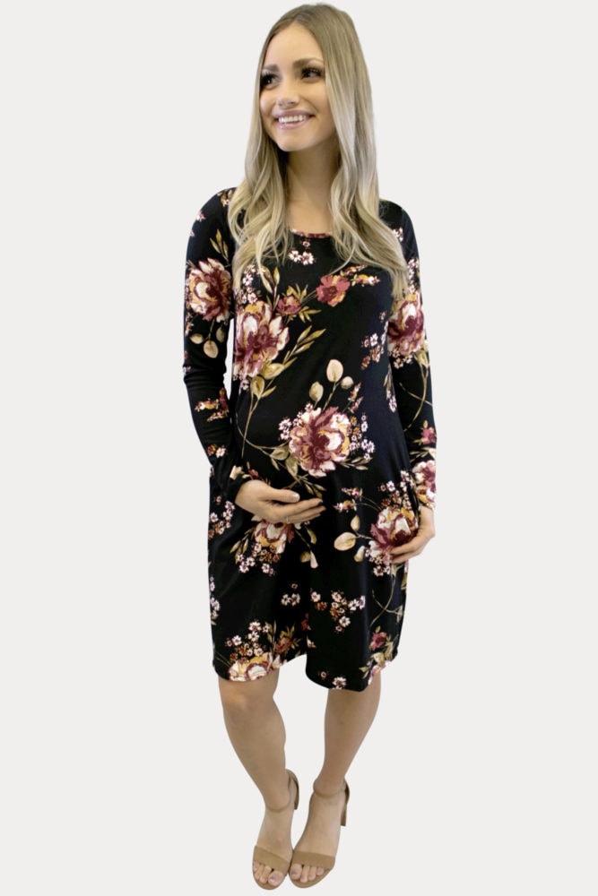 Floral Black Pregnancy Dress