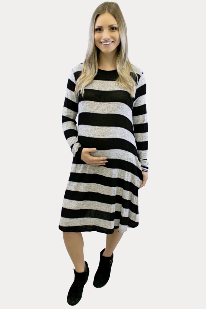 relaxed striped maternity dress