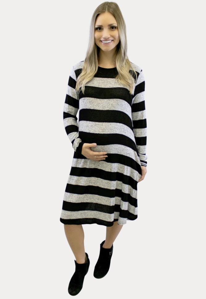 relaxed striped maternity dress