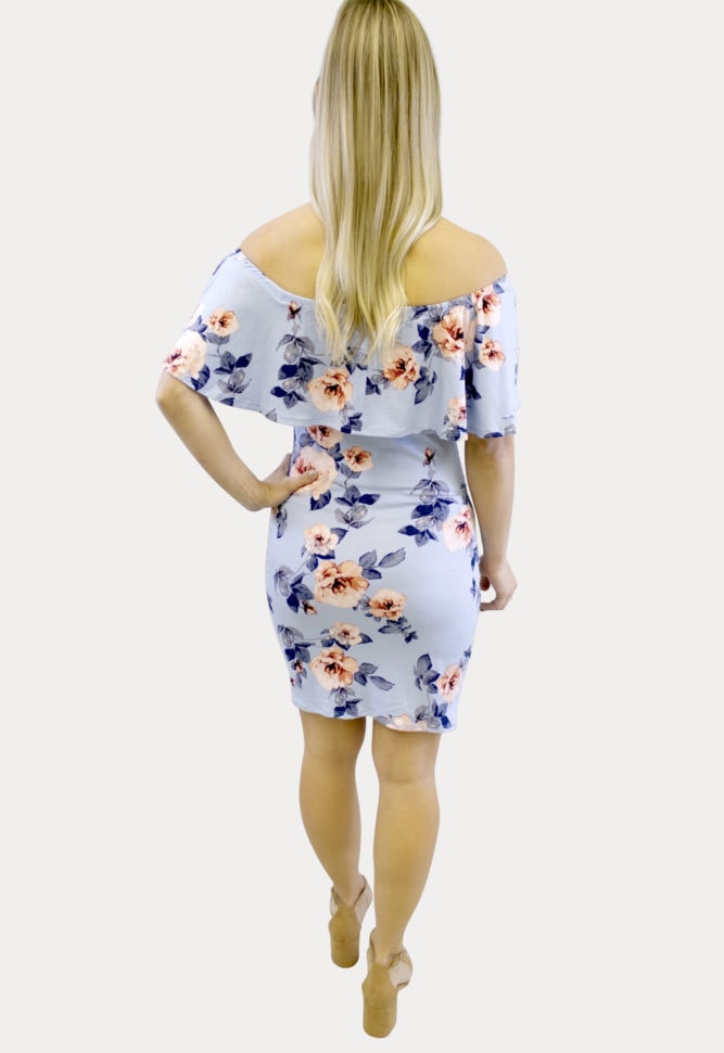 Light blue floral maternity dress