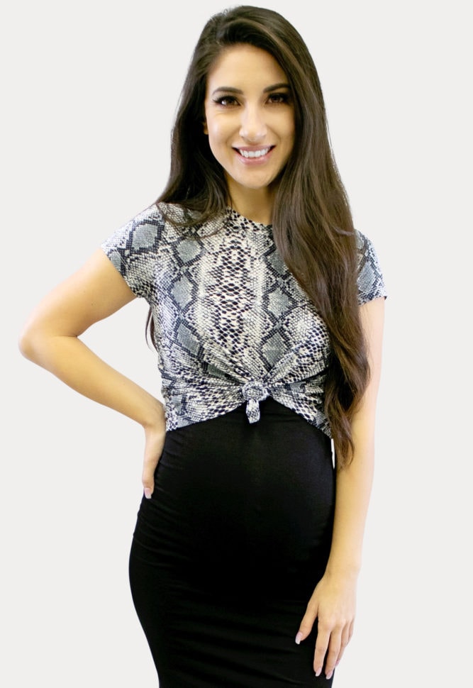 snake print maternity crop