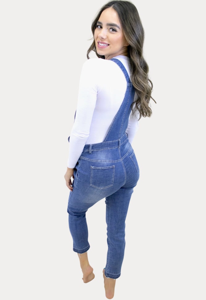 stretch denim maternity overalls