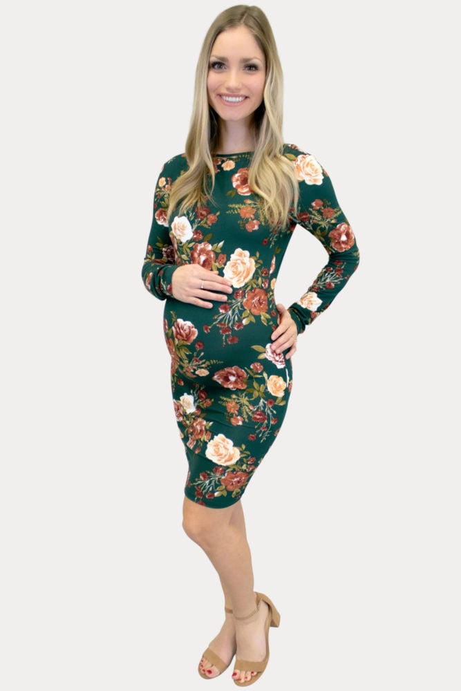 floral scoop back maternity dress