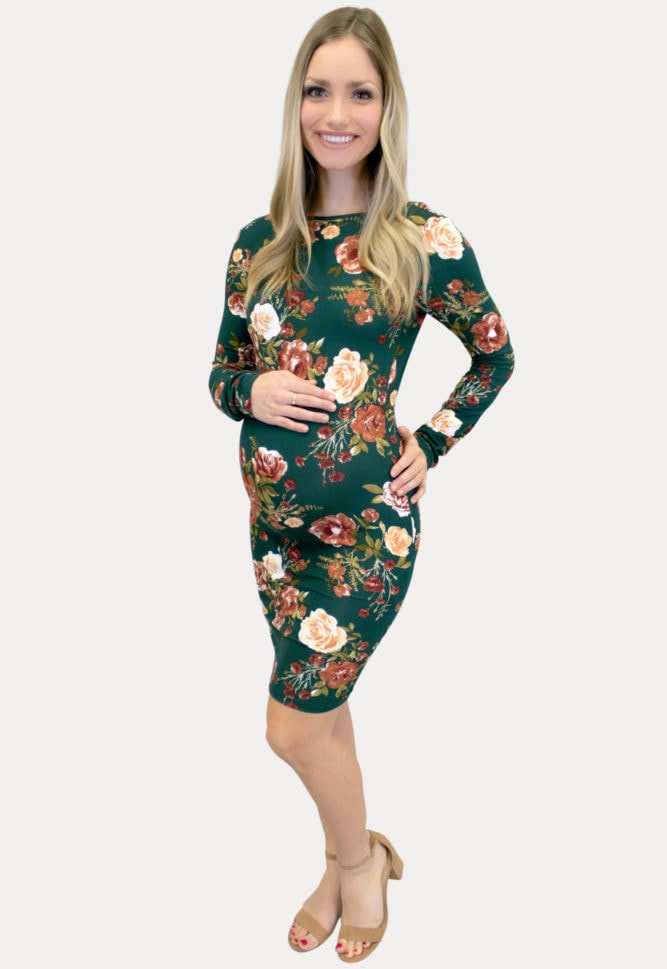 floral scoop back maternity dress