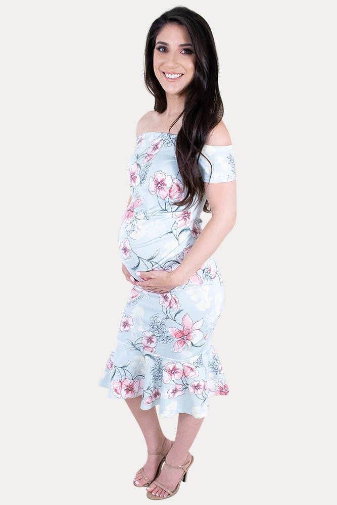 floral maternity midi dress