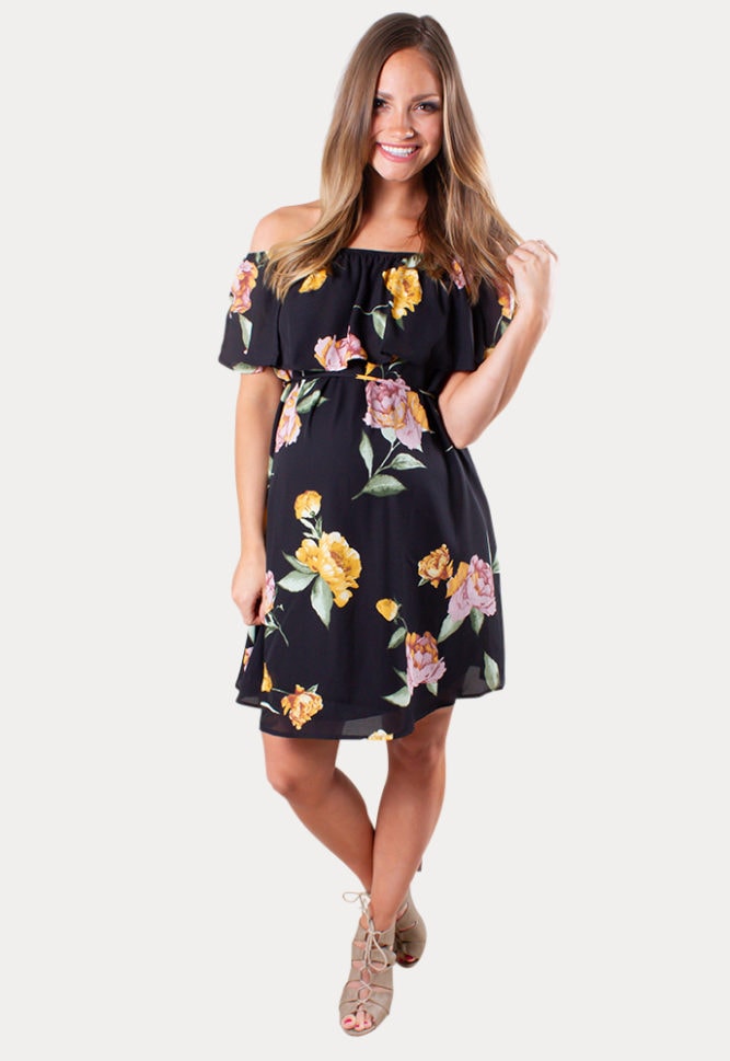 black floral maternity dress