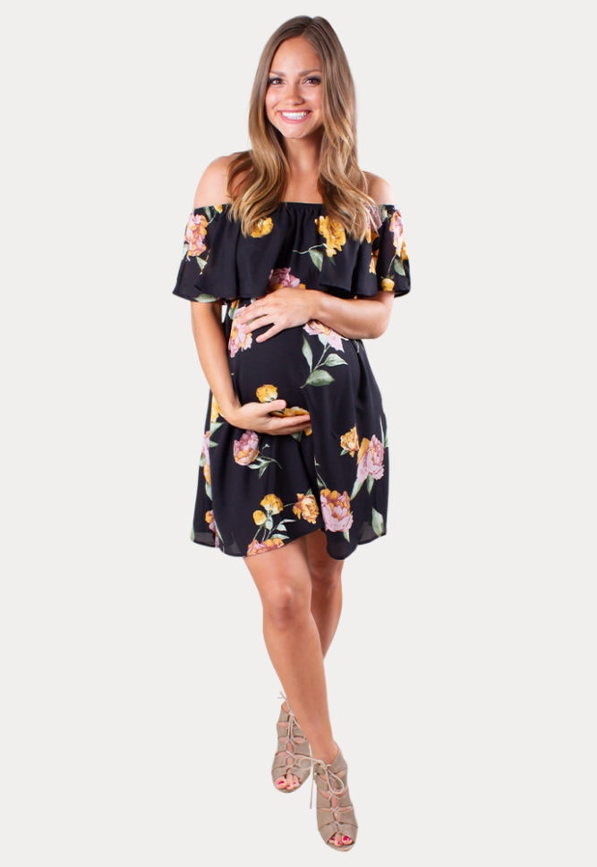 black floral maternity dress