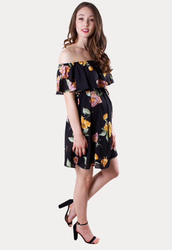 black floral maternity dress