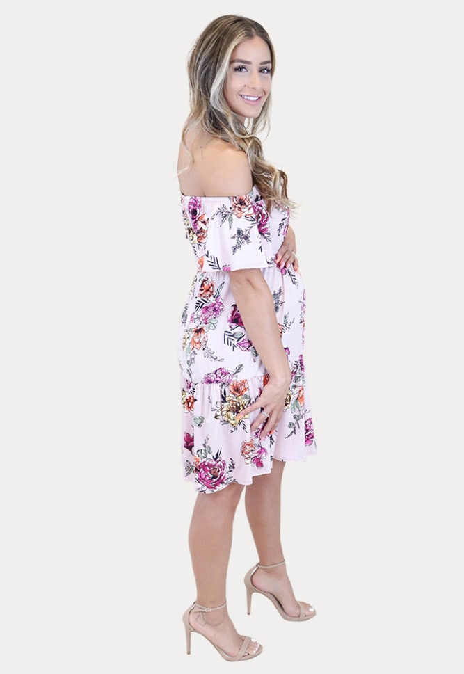 maternity mini dress with flowers