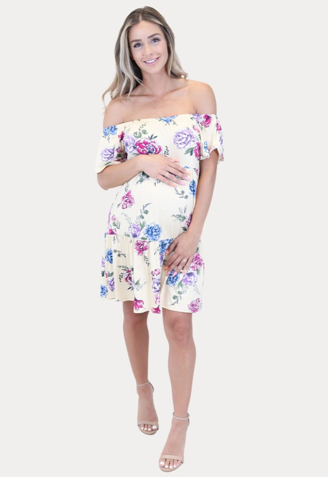 pregnancy mini dress with flowers