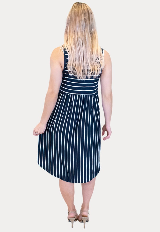 sleeveless striped maternity dress
