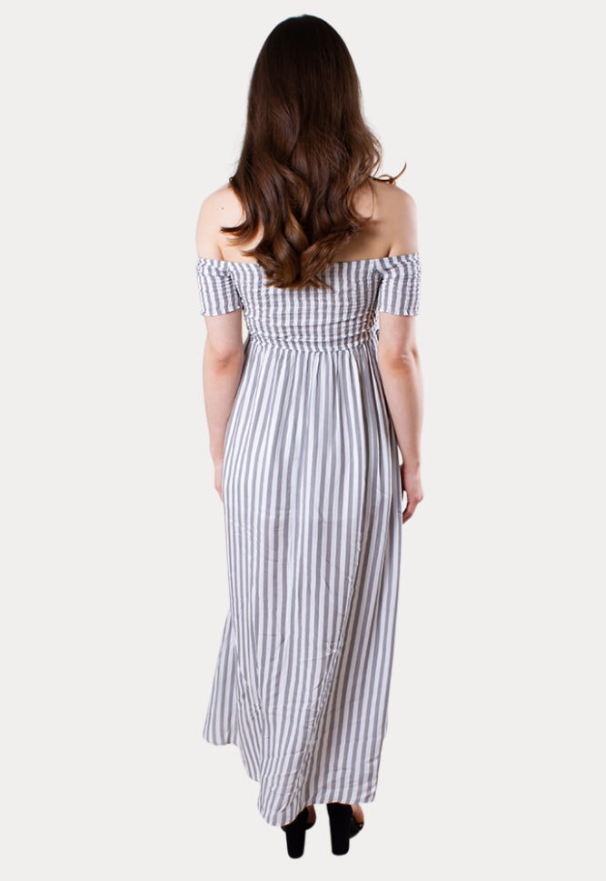 striped maternity wrap dress