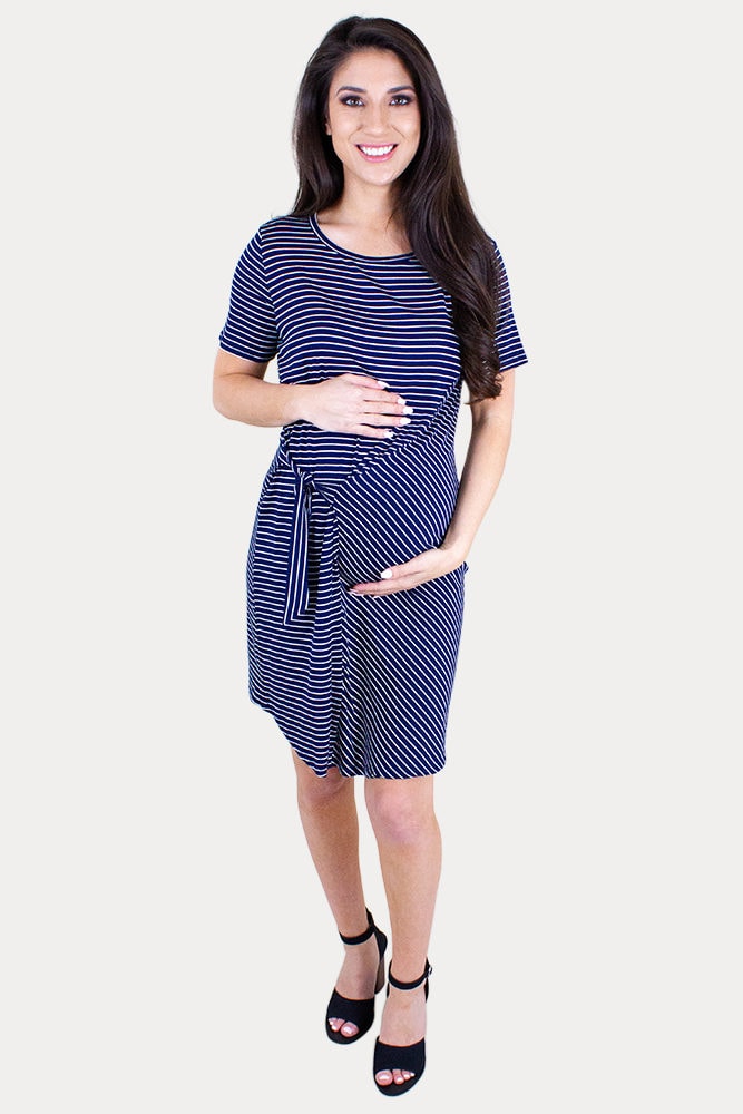 casual striped maternity dress