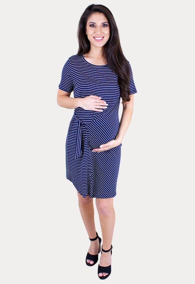 casual striped maternity dress