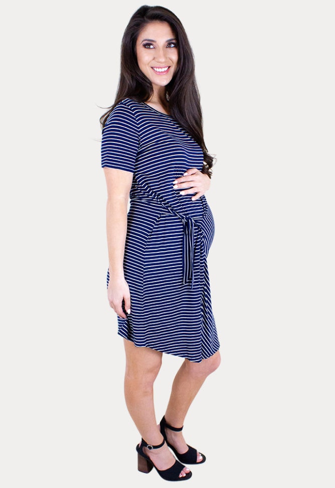 casual striped maternity dress