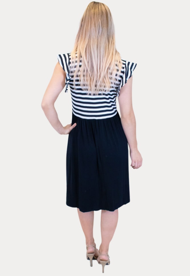 black striped maternity dress