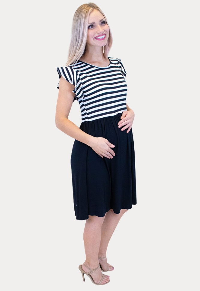 black striped maternity dress