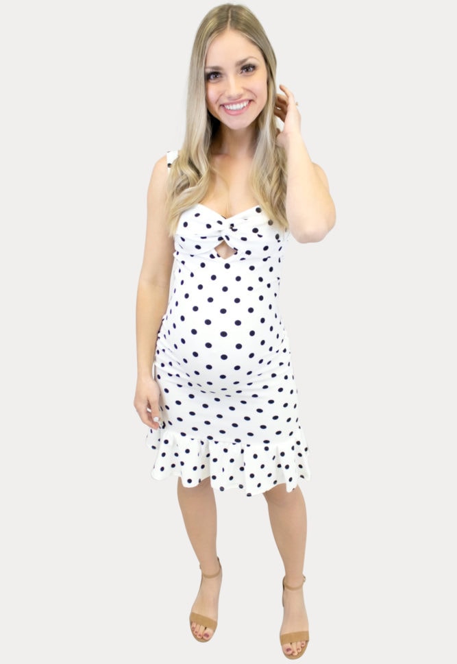 Cutout Polka Dot Ruffle Dress
