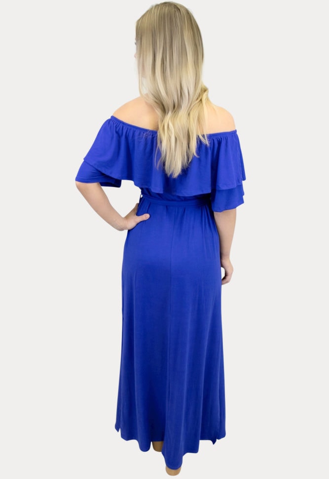 off the shoulder maternity maxi