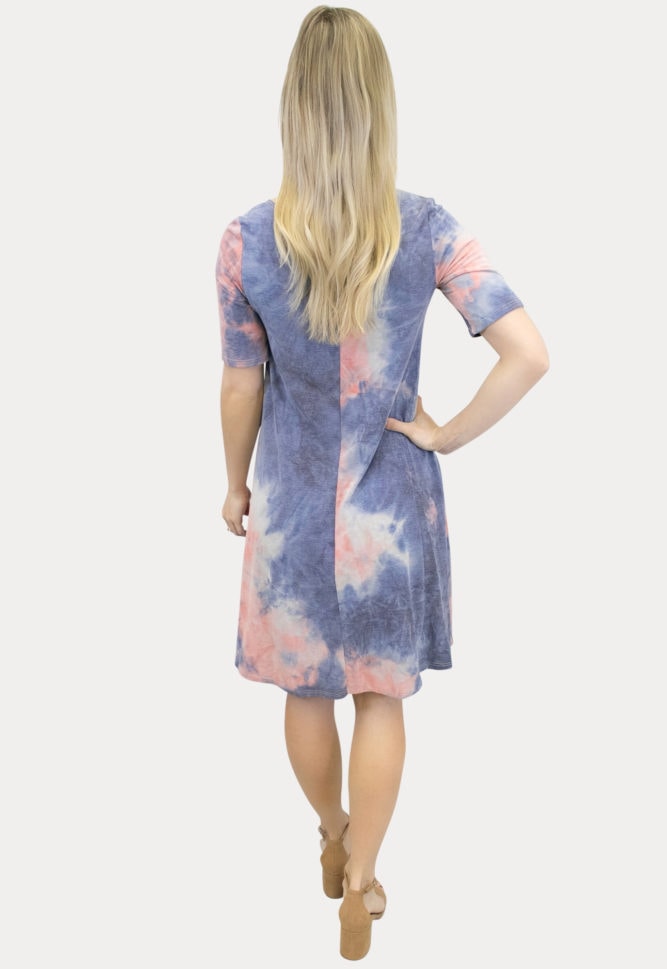 short sleeve tie dye maternity dress