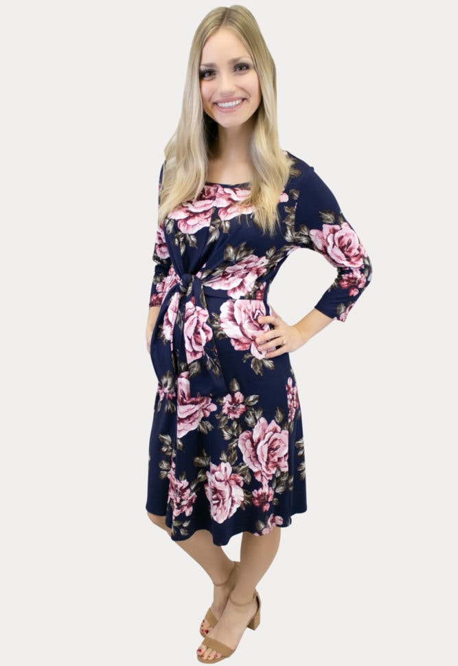 tie front floral maternity dress
